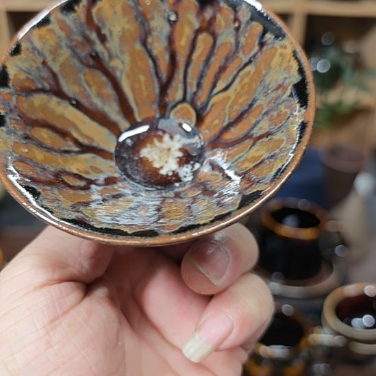天然老黑釉斗笠盏盏