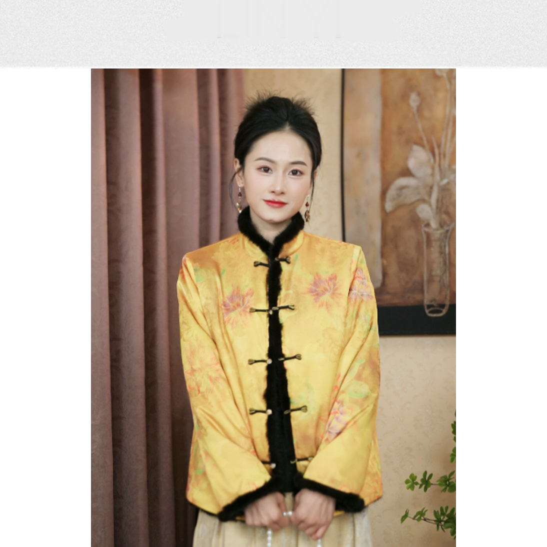 1108 水貂毛新款中式国风外套时尚洋气显瘦休闲【加厚款】