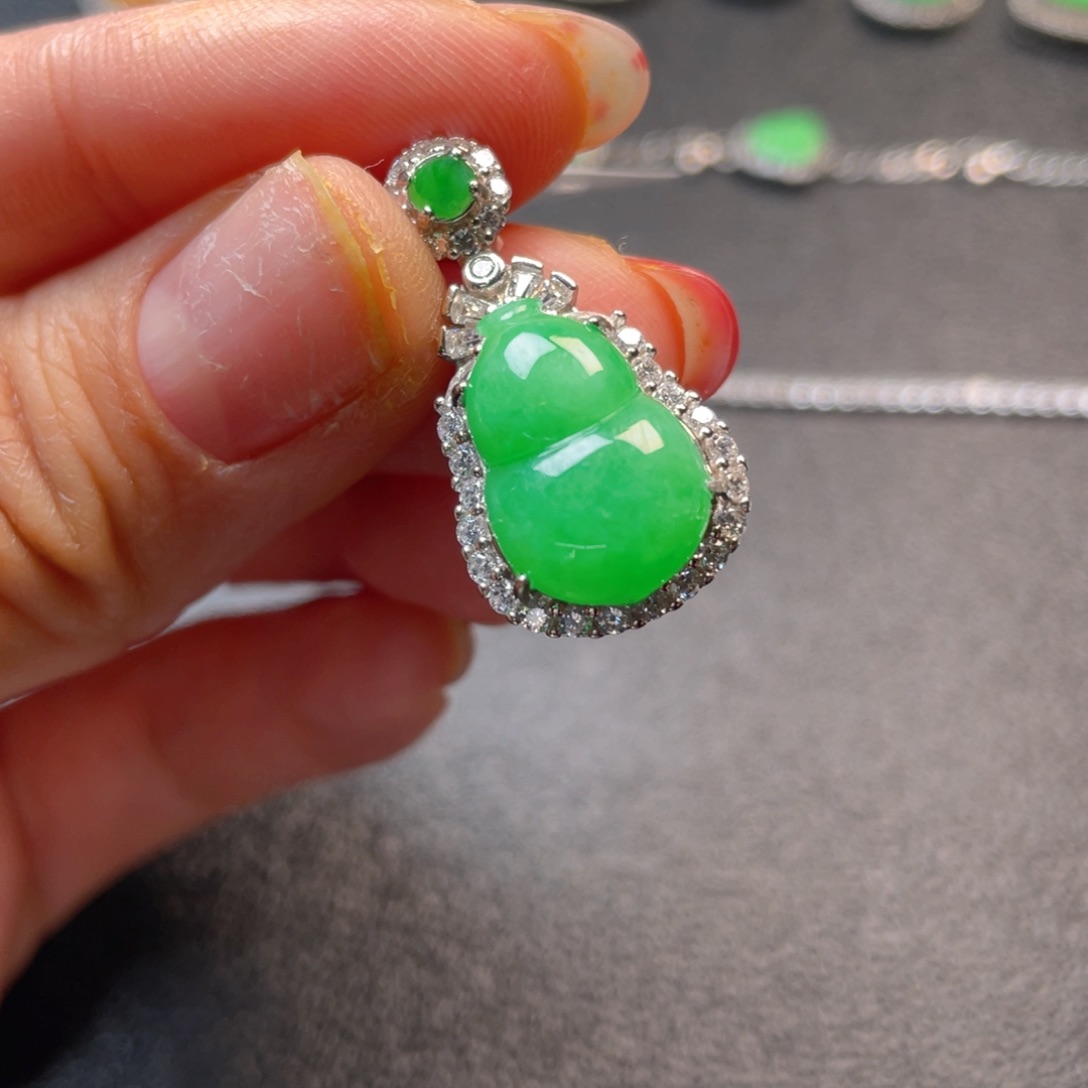 翡翠吊坠(不含链)银S925镶嵌