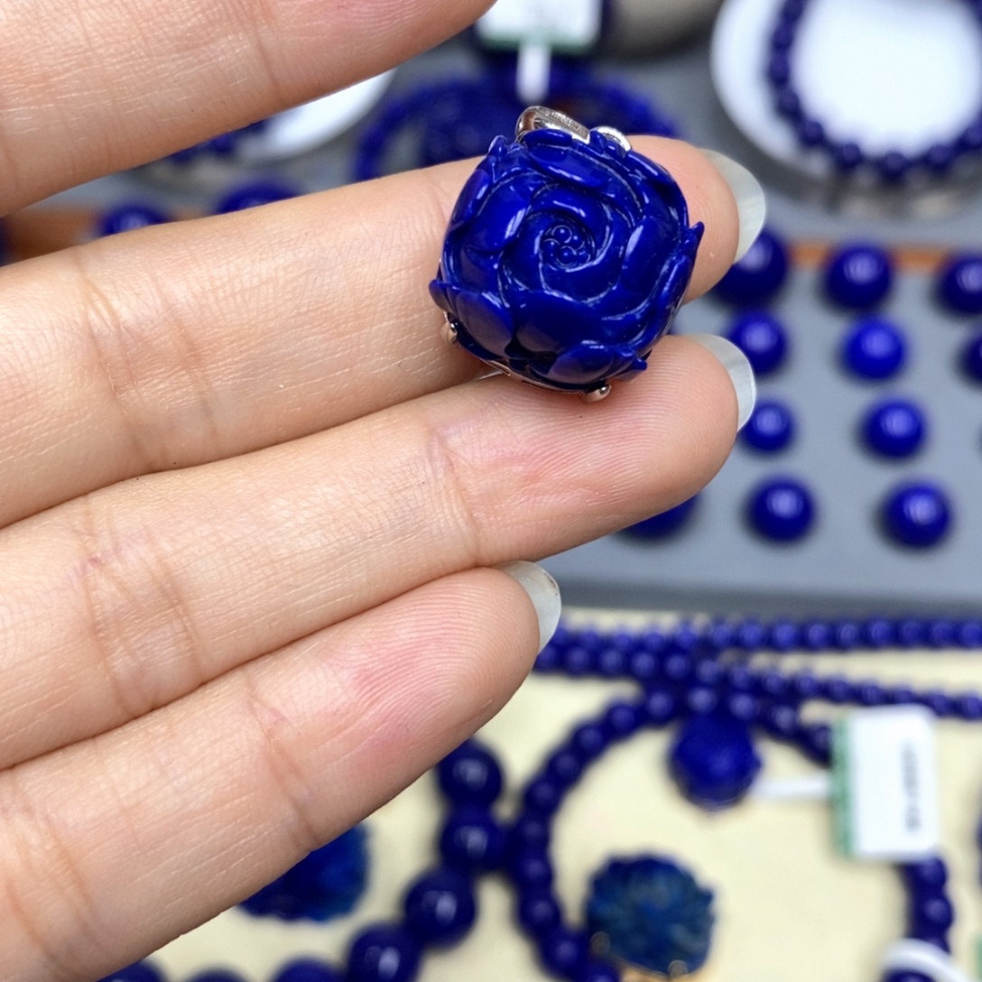 青金石银S925镶嵌颈饰