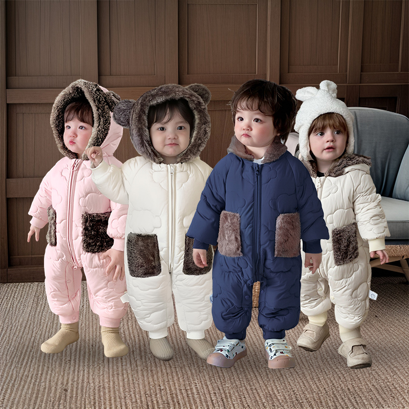 2025秋冬新款儿童婴幼儿爬服棉服冬季哈衣连体衣男童女童背带裤潮