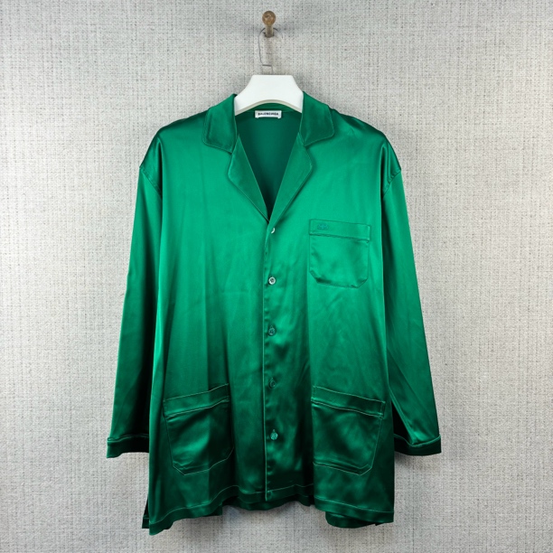 未使用 Balenciaga/巴黎世家 单排扣真丝长袖衬衫/尺码36/9788