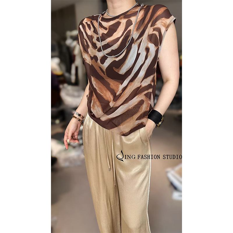 JING2025夏季新款2128时尚女装长袖百搭宽松T不规则薄款小衫