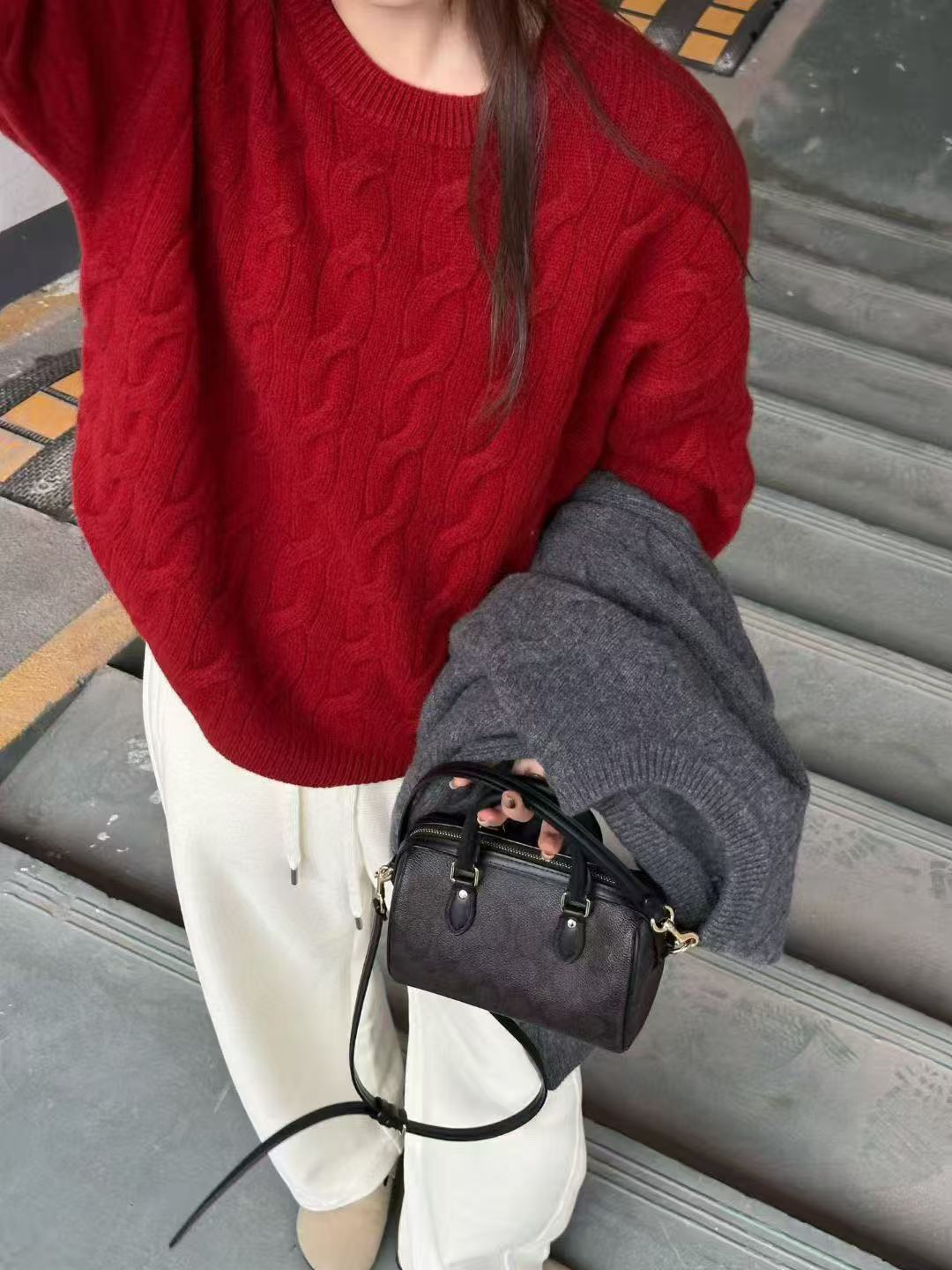 【九十九】100%羊毛~韩系圆领经典麻花款百搭羊毛衫