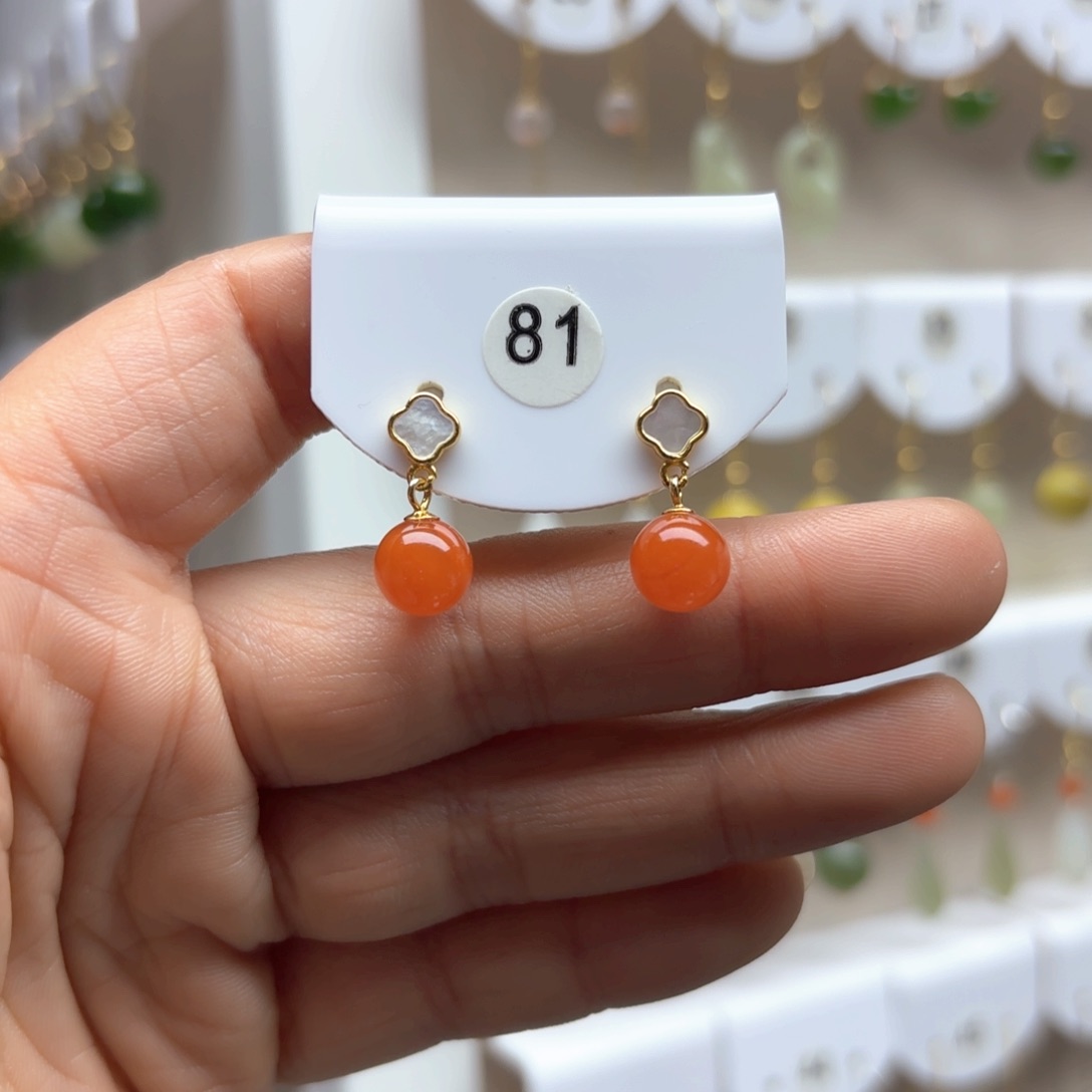 南红玛瑙耳饰银S925镶嵌