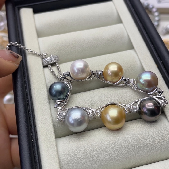 海水珍珠手链银S925镶嵌
