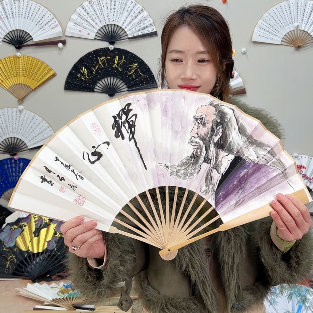 书法十寸玉竹-文玩扇-手写-粘好发出