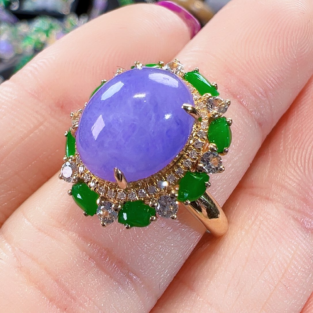 翡翠戒指18K金镶嵌娜*签收后24小时鉴赏期