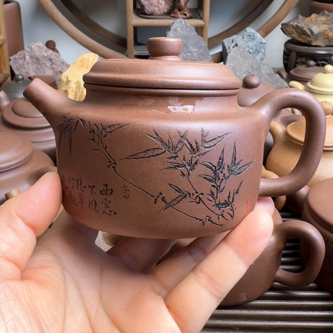 茶壶紫砂220cc德钟嫩底槽清刻绘