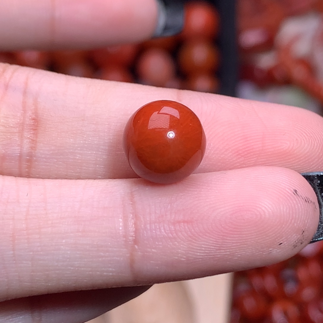 @***ζ南红玛瑙未镶嵌珠宝半成品火焰单珠
