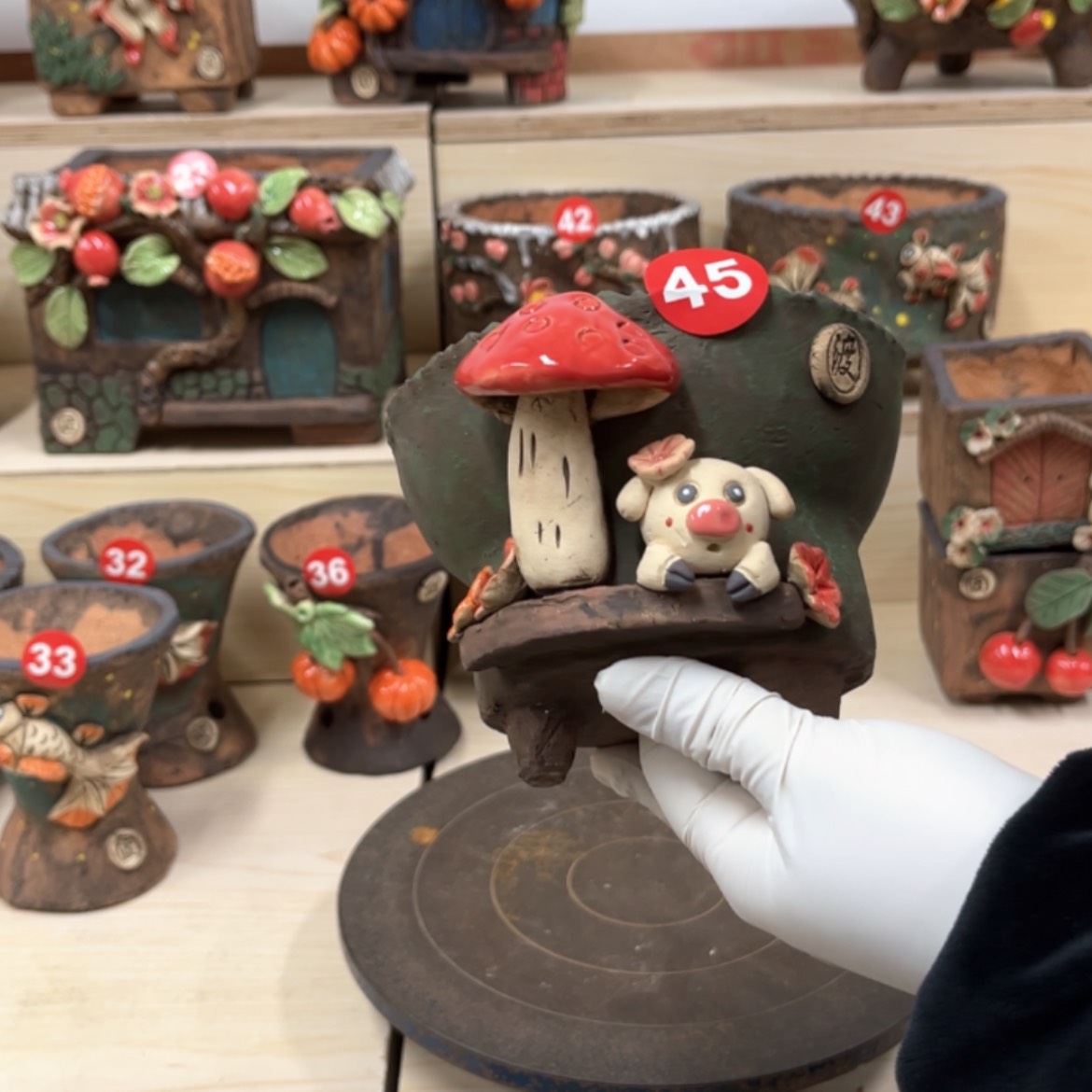 【闪购商品】紫砂花盆45号内口11.5×12脚高10