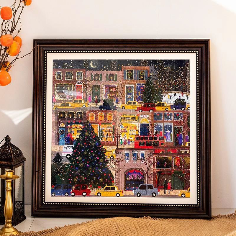 【圣诞礼物】500片烫金冬日之灯拼图益智圣诞动漫成年人乐趣拼图yw