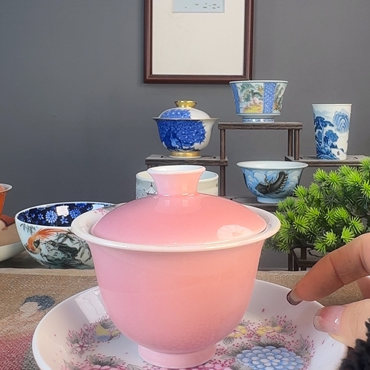 摆件景德柴烧茶杯多人