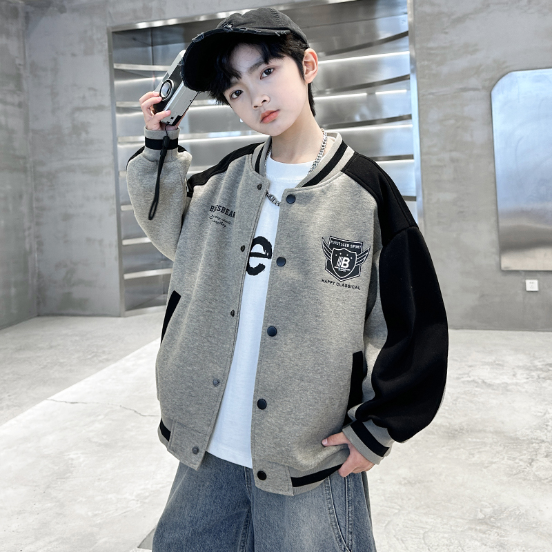 男童春秋款棒球服2025新款撞色外套中大儿童学院风潮 A5126