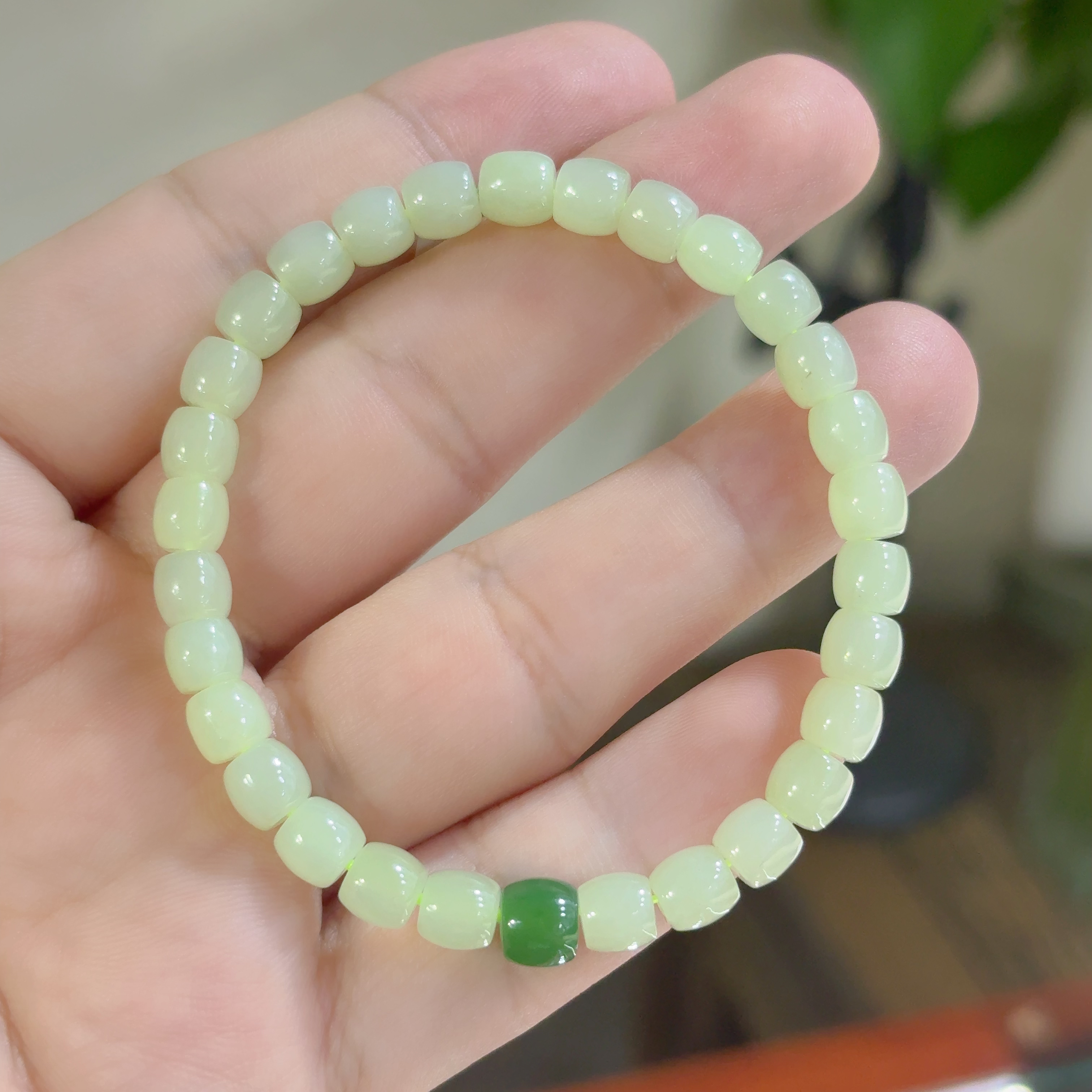 和田玉浅黄口直切精美手串气质百搭时尚首饰