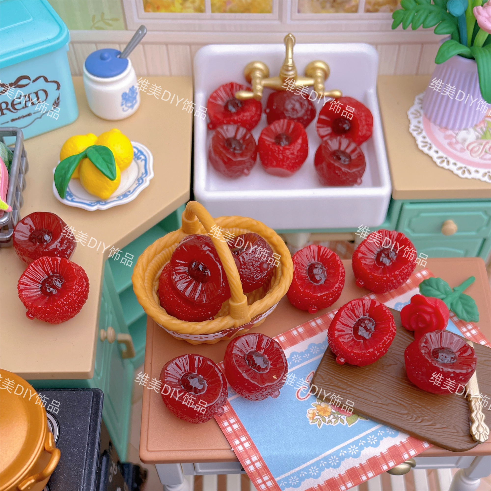 【维美定制-迷你杨梅】仿真水果树脂配件奶油胶diy配件
