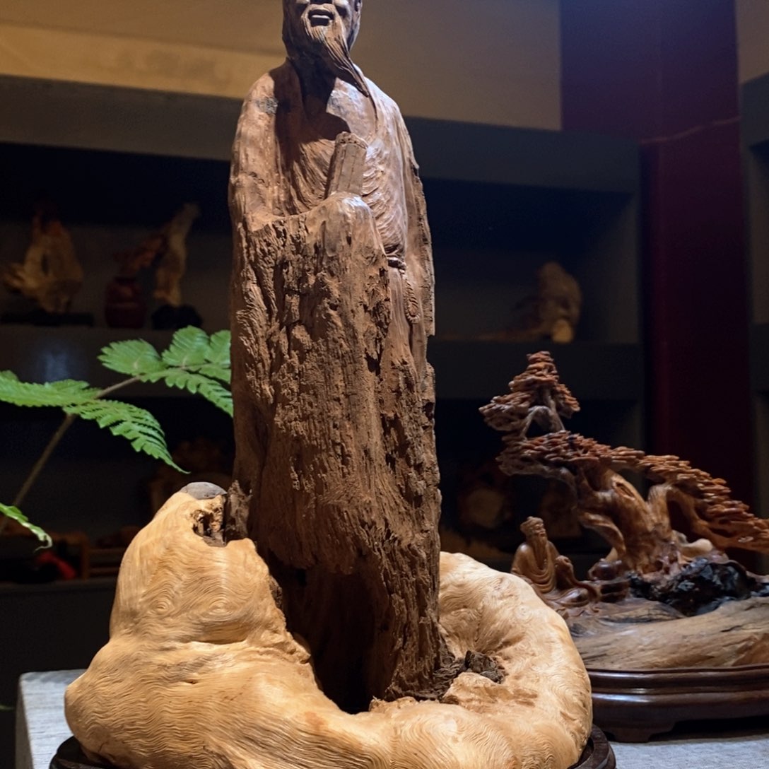 荔枝木中***侠荔枝木文人雅士香炉摆件