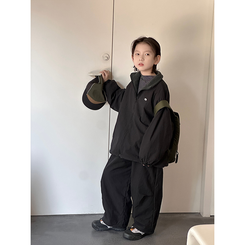 【现货】男童冬季外套裤子2025新款童装韩版休闲加绒套装保暖