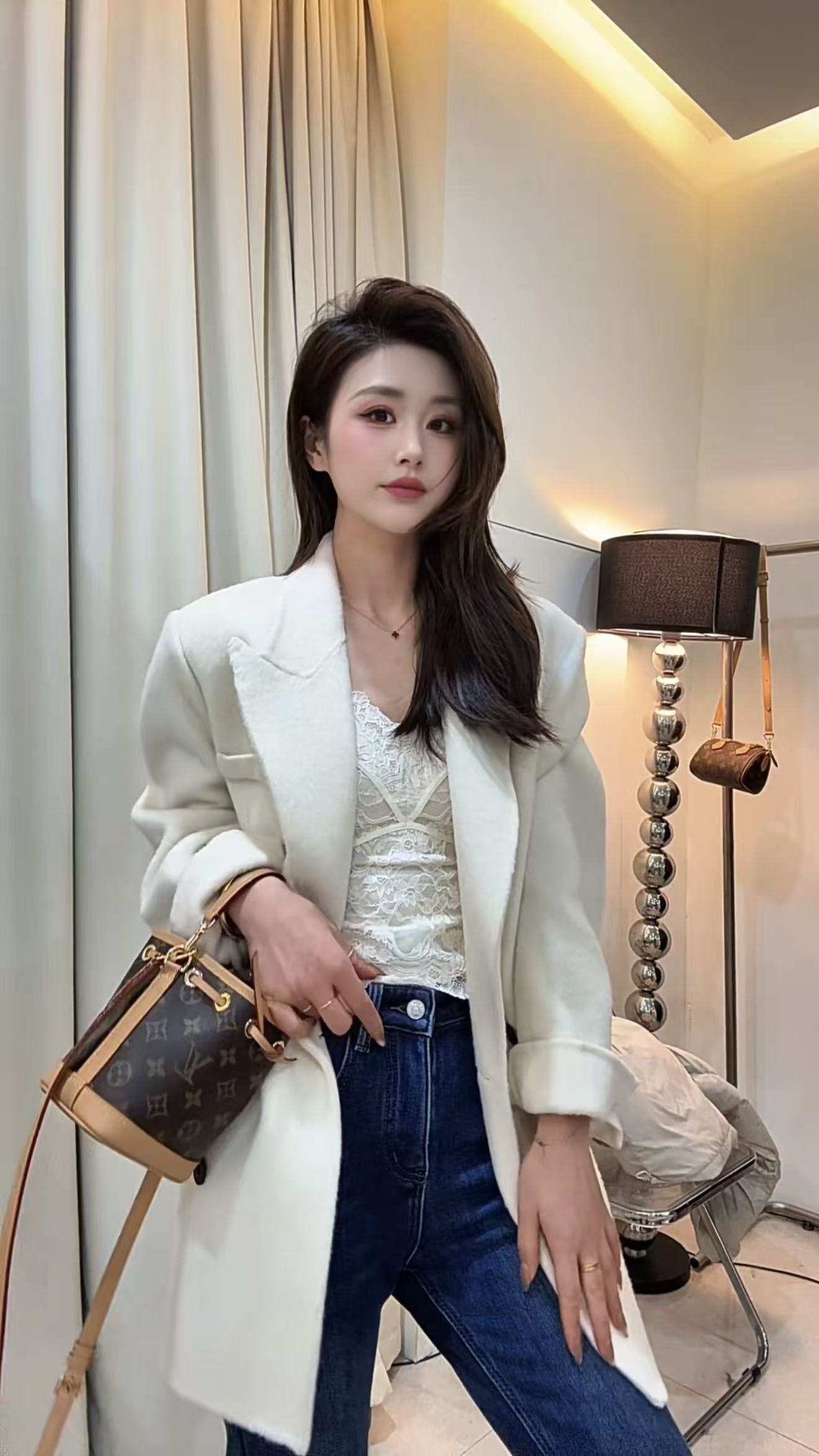 QIANRH-1539老钱风中长款秋冬女羊毛大衣外套气质百搭女装