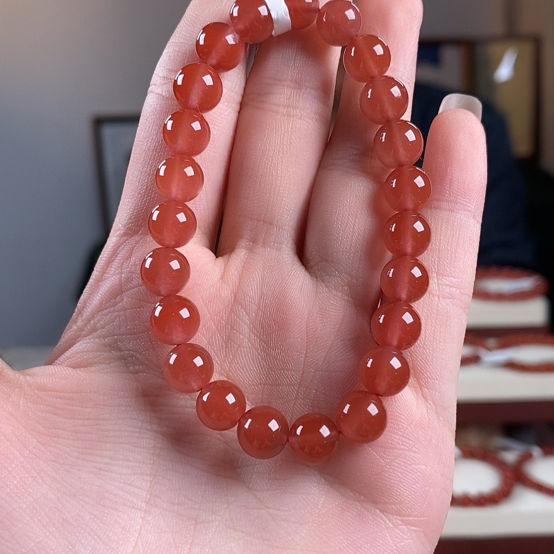 南红玛瑙未镶嵌手串原矿冰红8mm