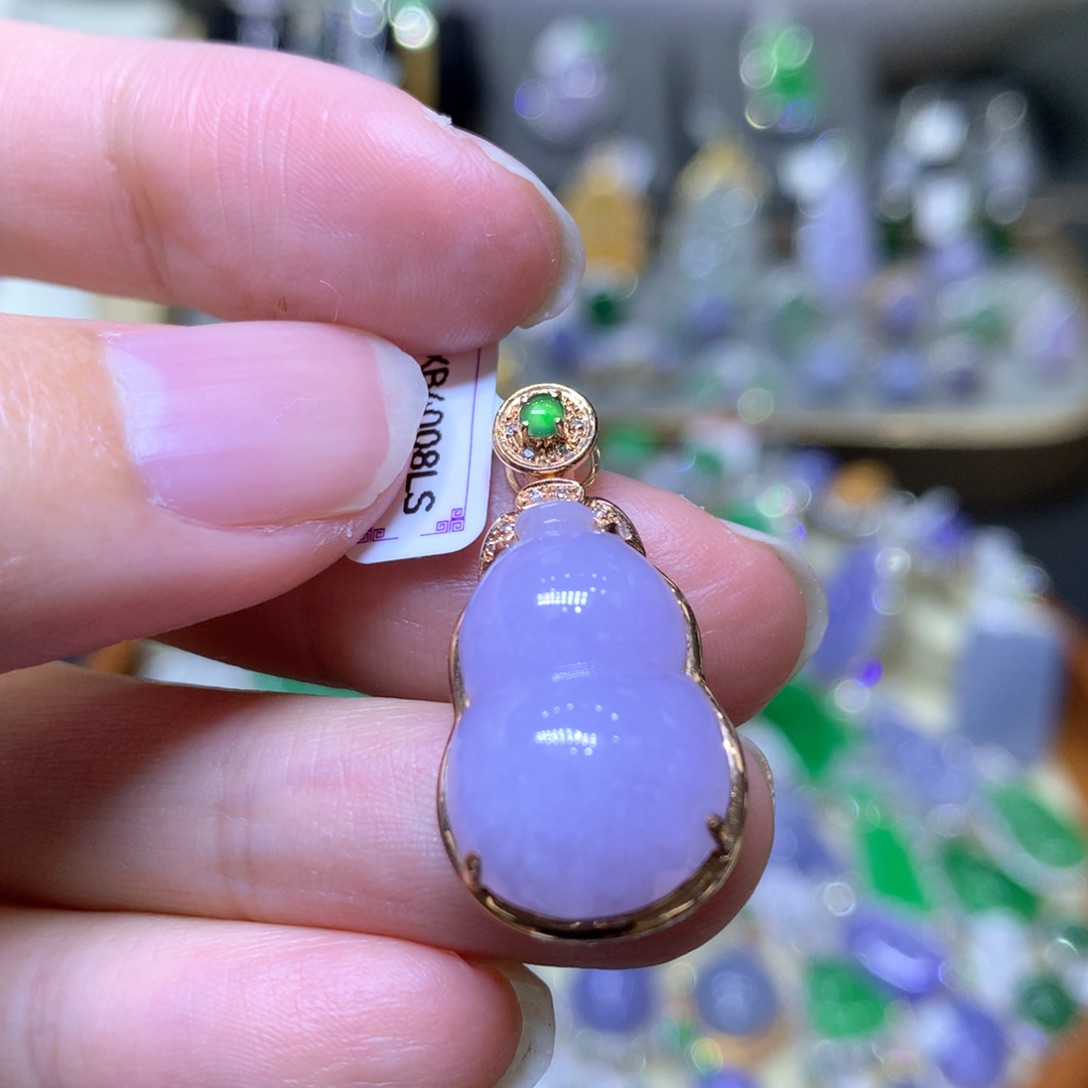 【闪购商品】翡翠颈饰18K金镶嵌翡翠吊坠项链