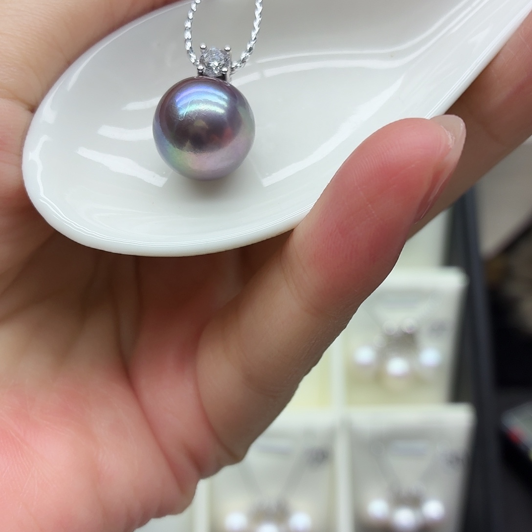 锆石非金属13➕紫珠皮纹微瑕s925银含链