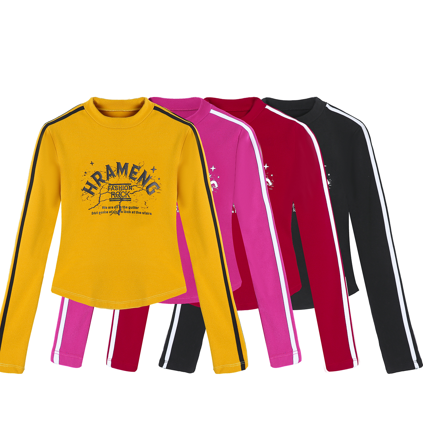 26新款女士双面磨绒字母印花运动健身休闲百搭长袖T恤