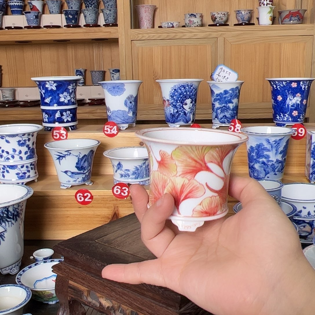 墨奈手绘陶瓷花盆