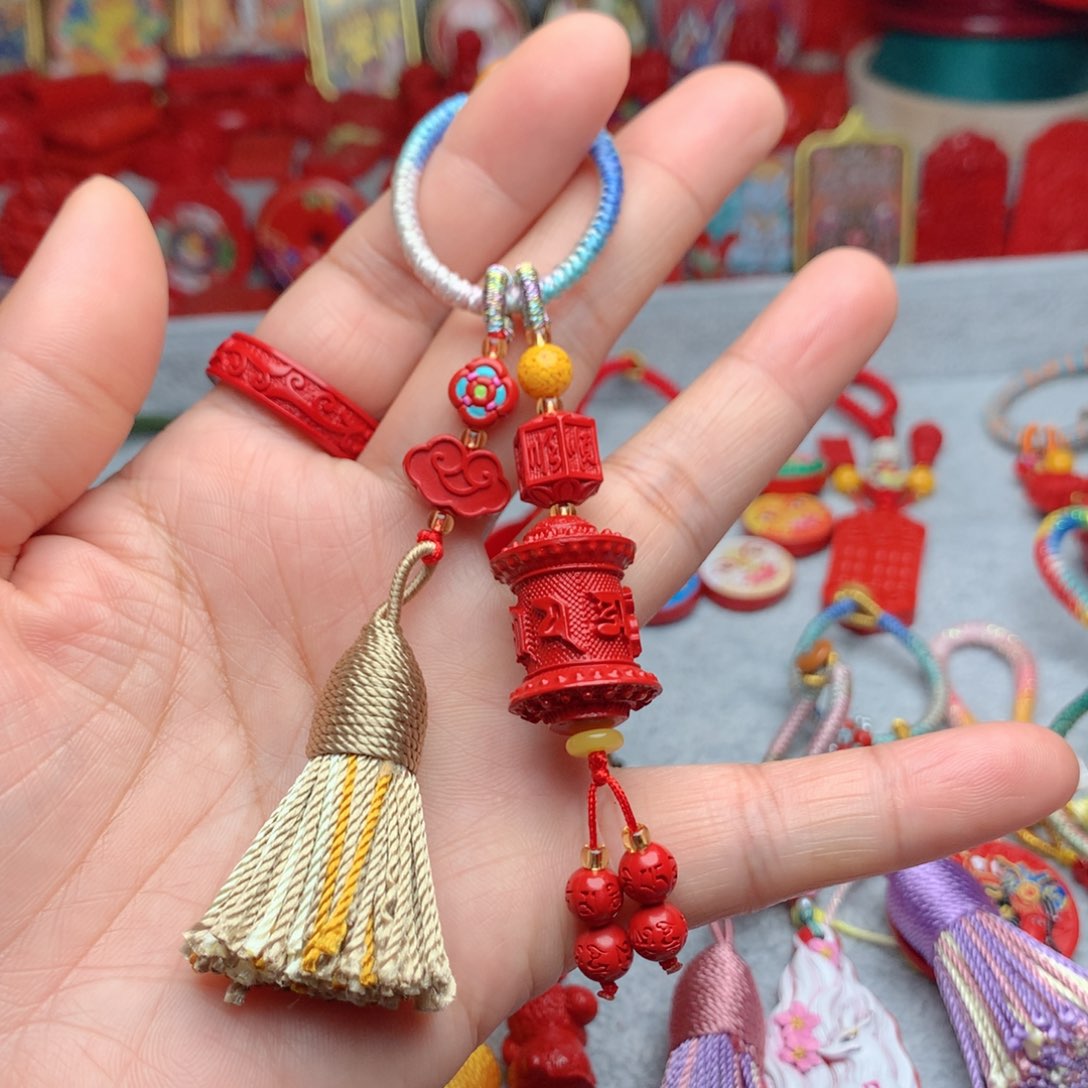 天然辰砂工艺品朱砂钥匙扣包包挂