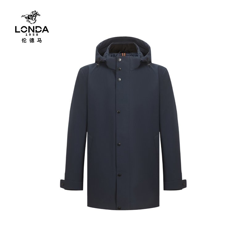 【LONDA伦德马反季】中长款冬可脱卸士羽绒服常规款复古风休闲2022