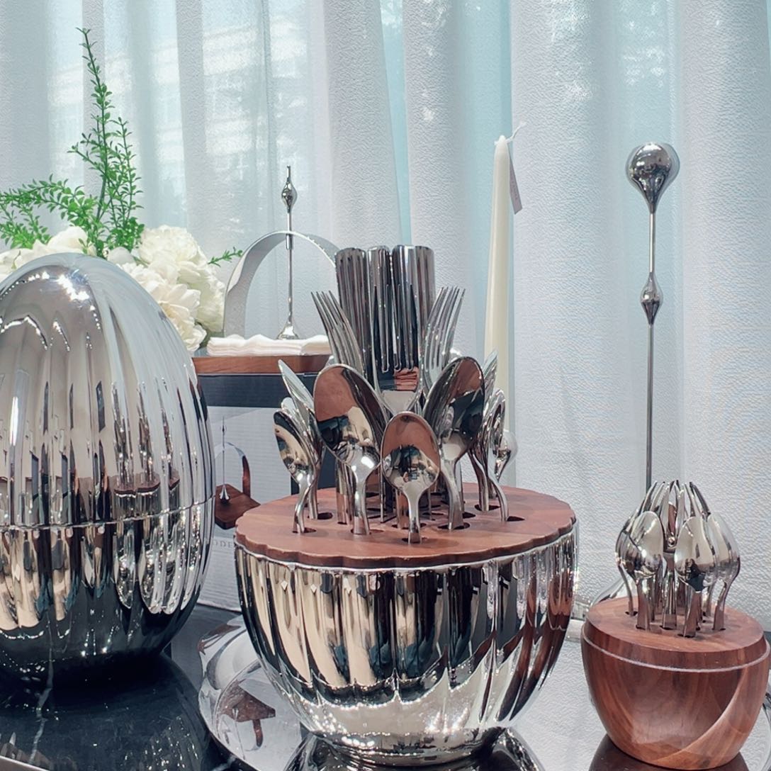 304不锈钢摩登银龙蛋24件套