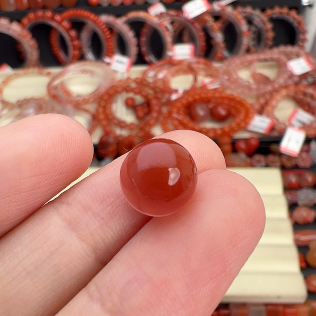 相***惜南红玛瑙未镶嵌颈饰冰飘单珠