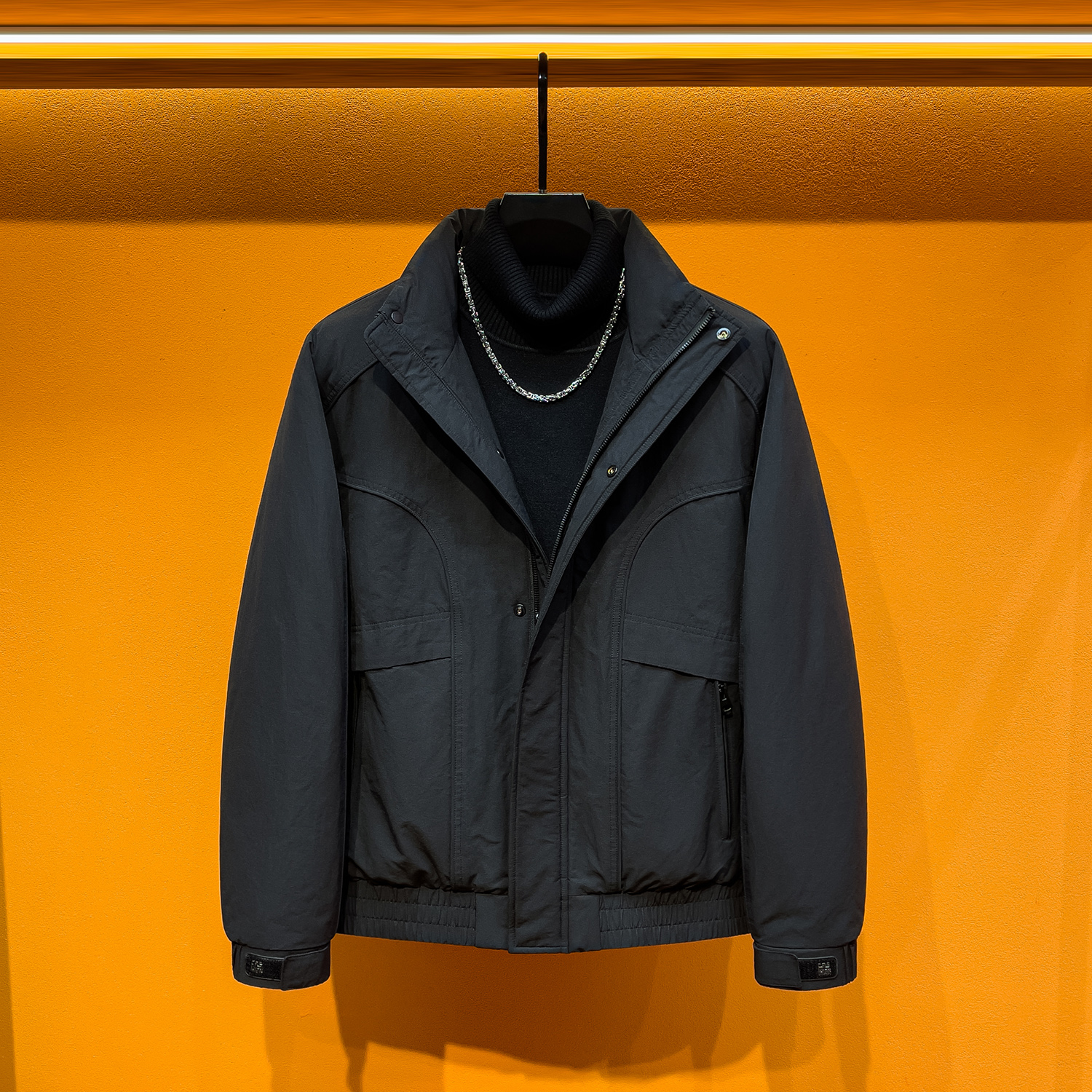 90白鸭绒羽绒服男冬季2025加厚保暖宽松立领工装羽绒外套男潮