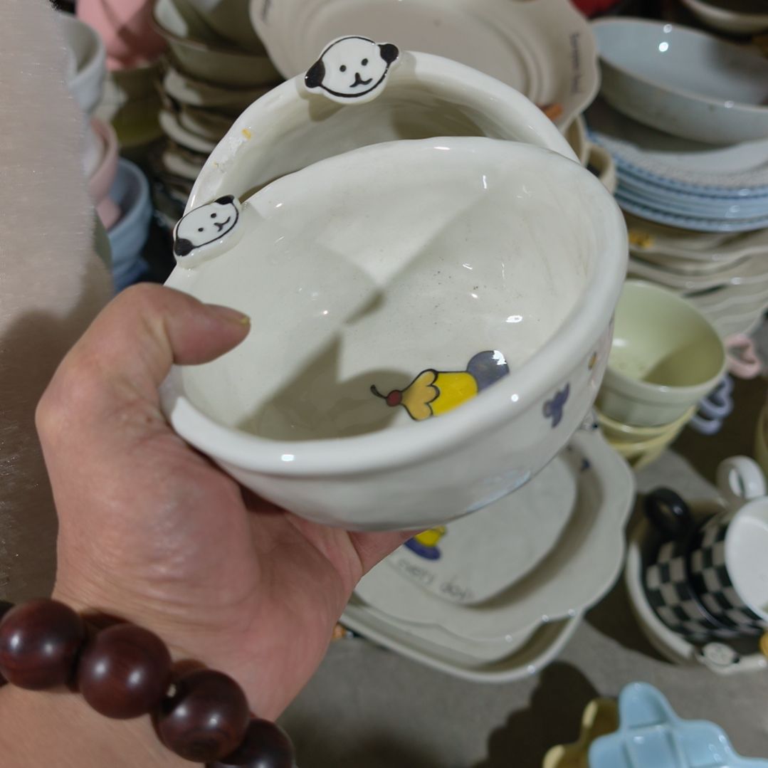 瓷瑕疵陶瓷介意的不拍5寸碗2个