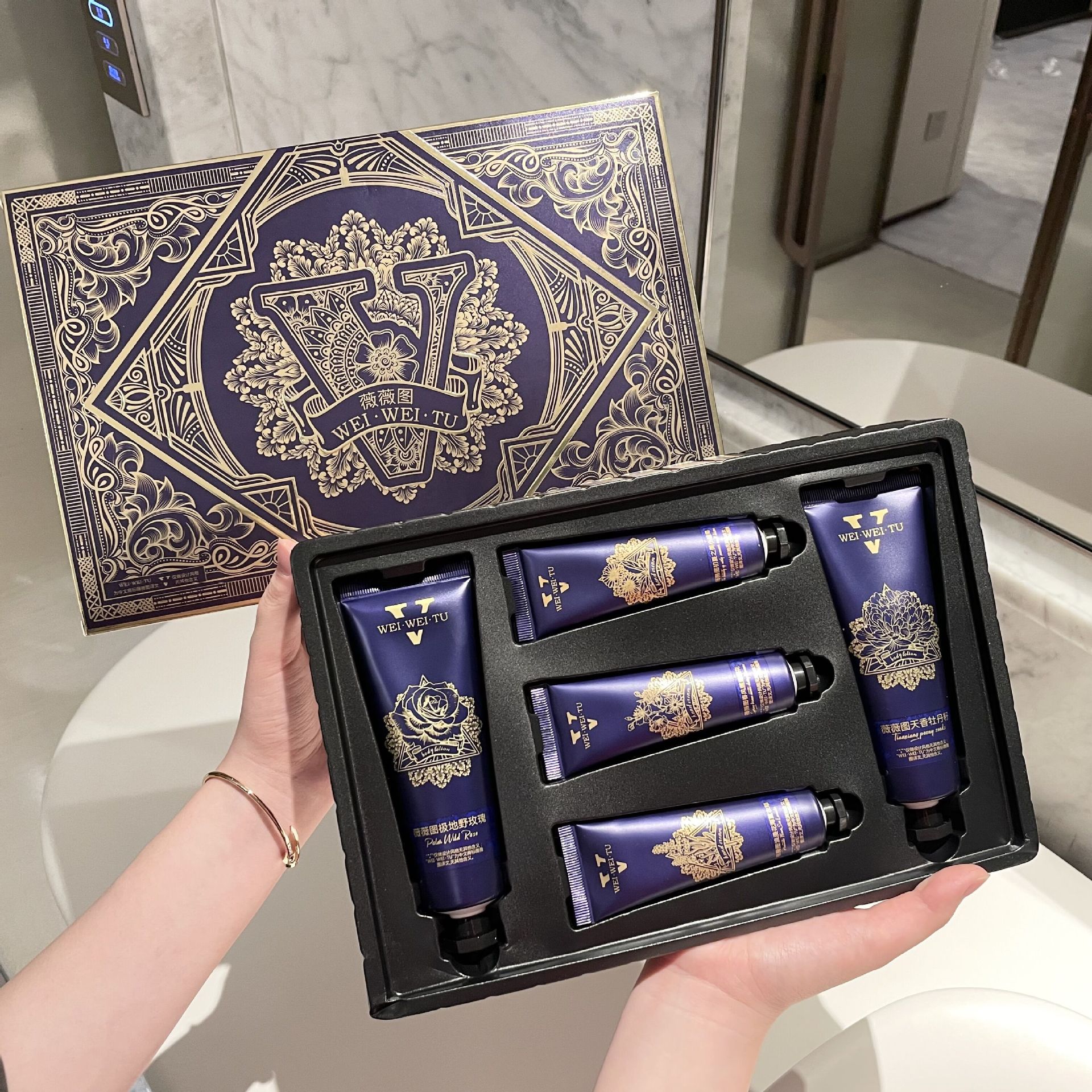 五支装牡丹籽精油身体乳樱花护手霜礼盒套盒装持久留香手伴