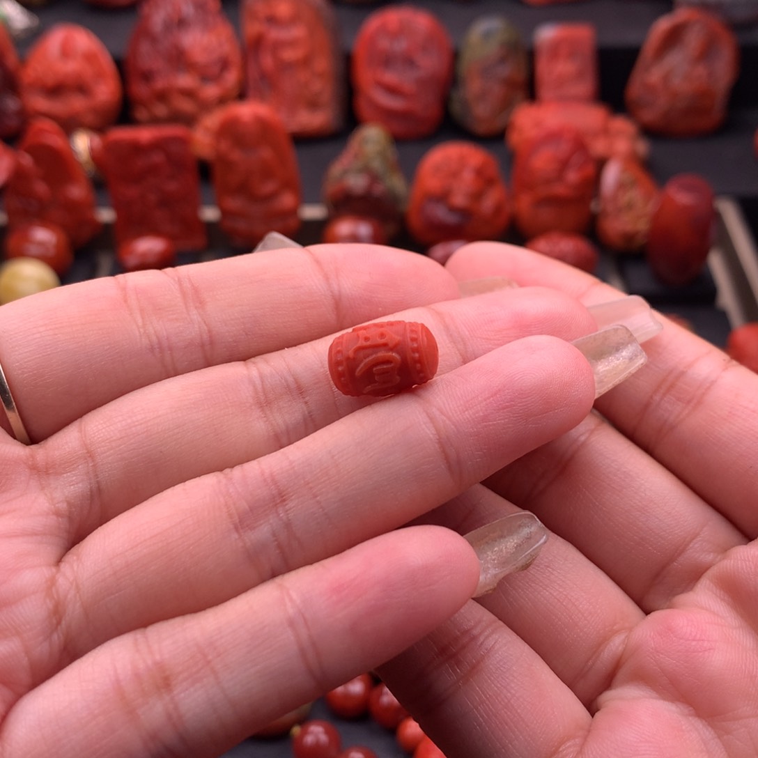 南红玛瑙南红川料六字箴言9mm➕未镶嵌