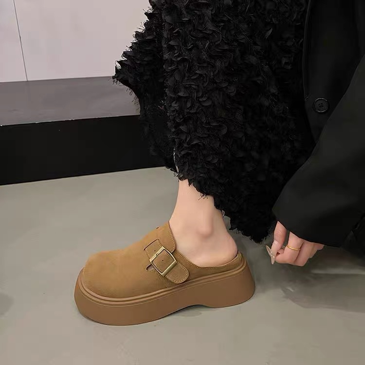 C5637 驼色  厚底包头拖鞋女2025新款时尚勃肯凉拖