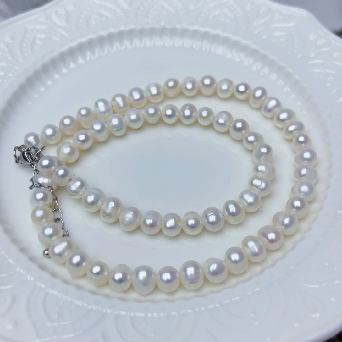 淡水珍珠银S925镶嵌颈饰