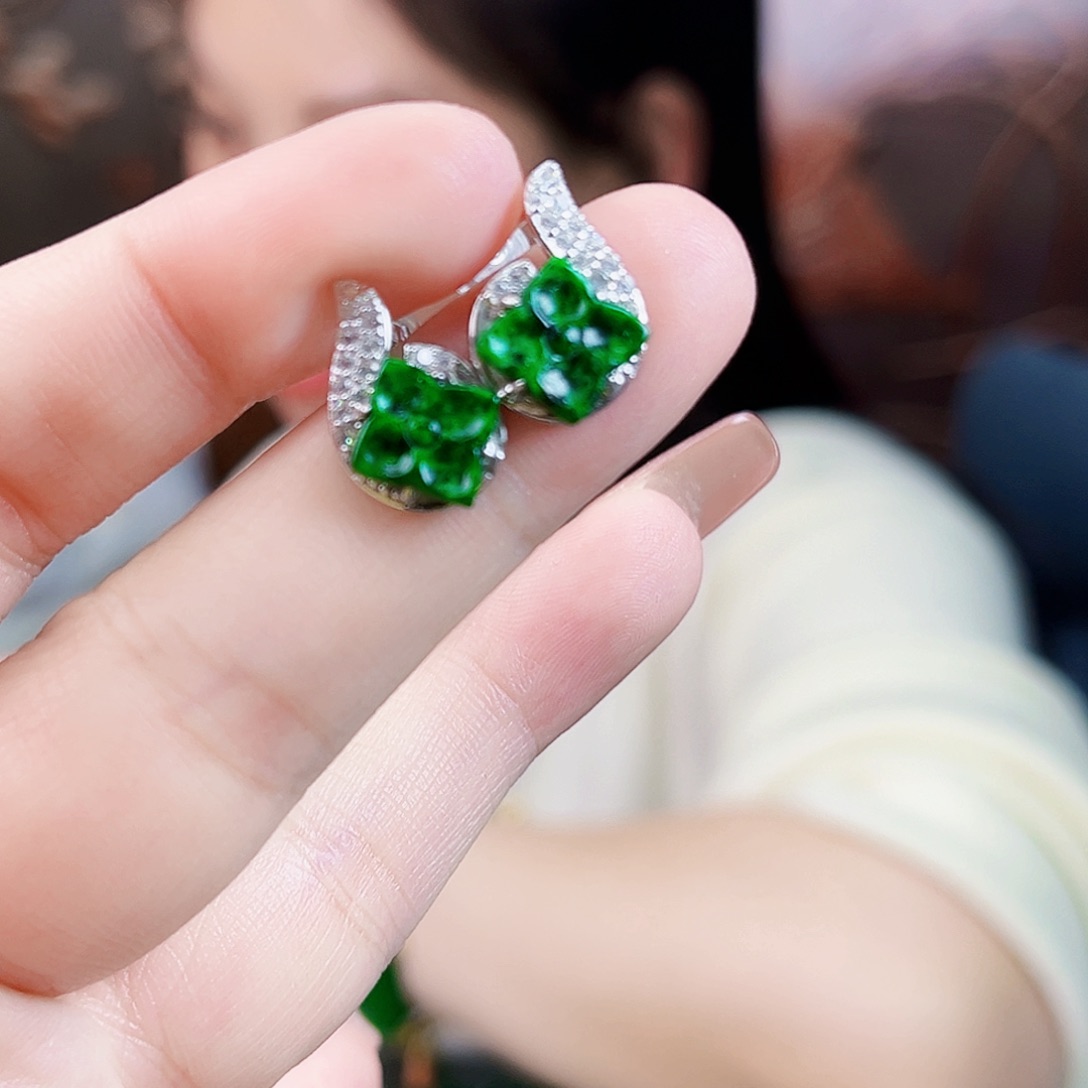 翡翠银S925镶嵌颈饰耳饰