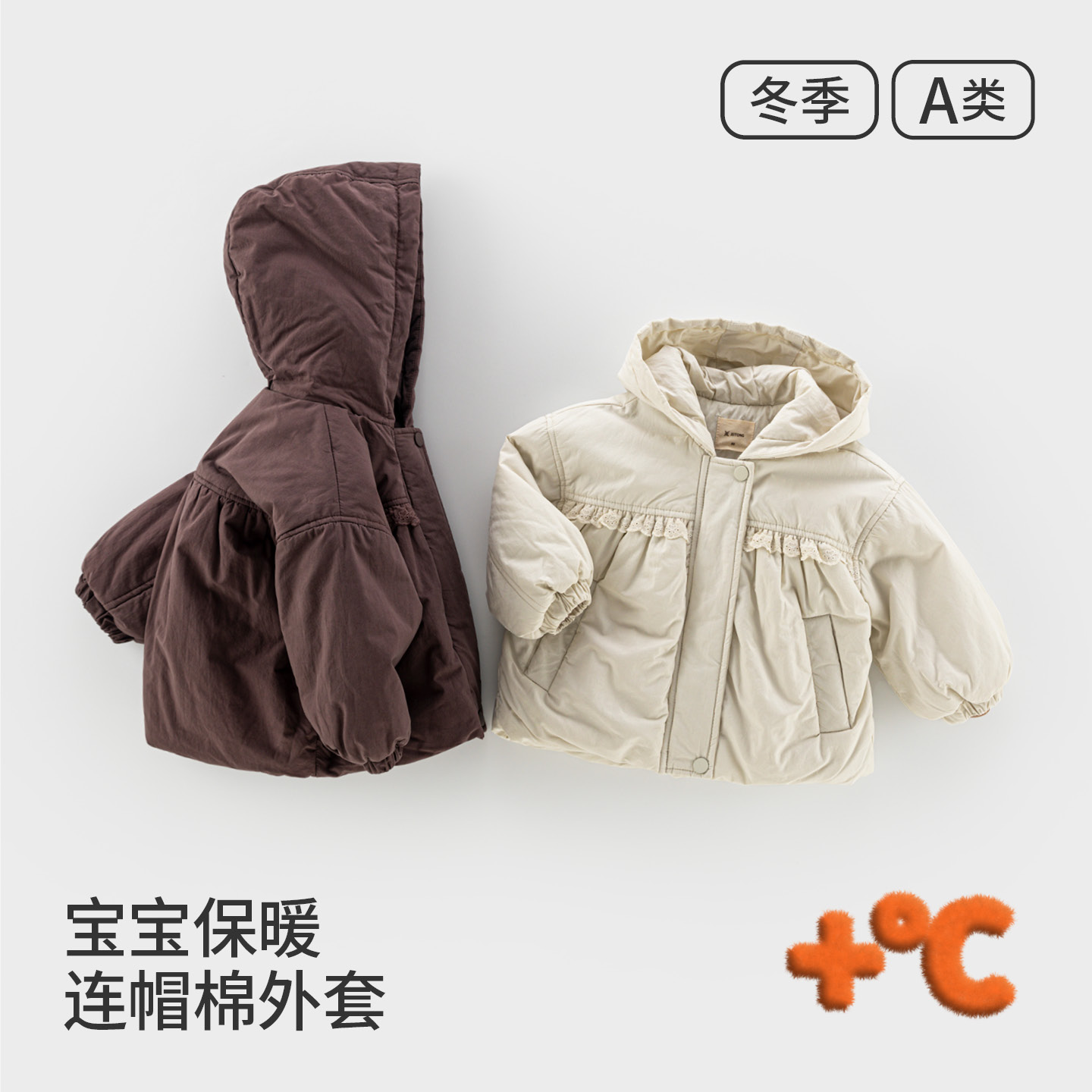 宝宝棉服冬装夹棉外套连帽儿童保暖派克服潮流公主感女童衣服7464