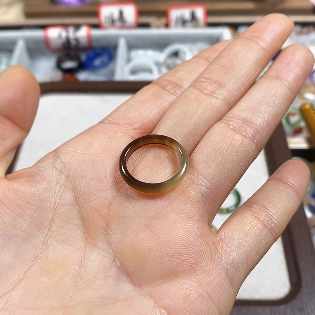 玛瑙/玉髓戒指未镶嵌黑*灰