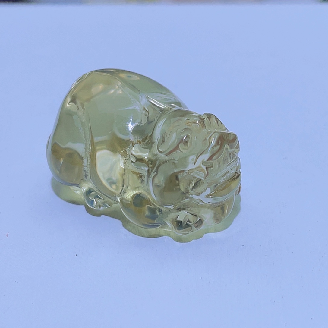 水晶颈饰未镶嵌天然黄水晶特价微微瑕貔貅吊坠