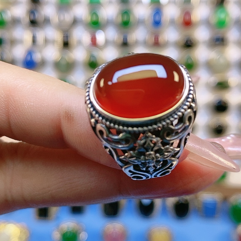 【闪购商品】玛瑙/玉髓戒指银S925镶嵌