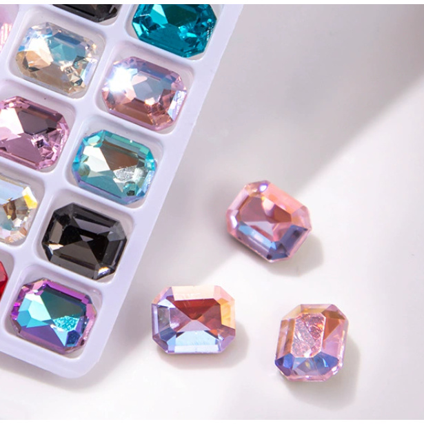 【马哥美博会专属】干邑粉6x8八角浮力爆闪尖底钻美甲饰品