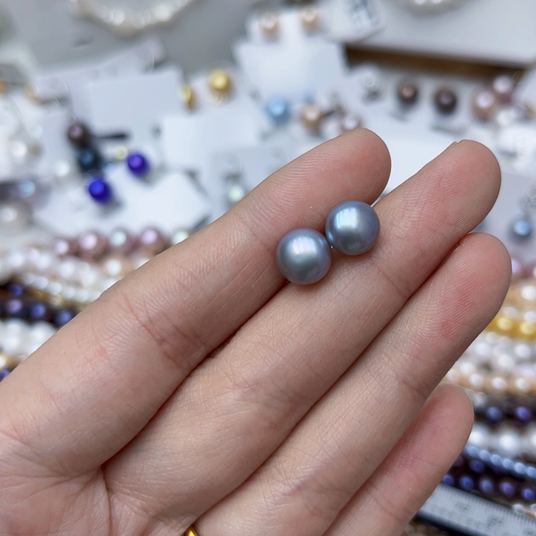淡水珍珠耳饰银S925镶嵌