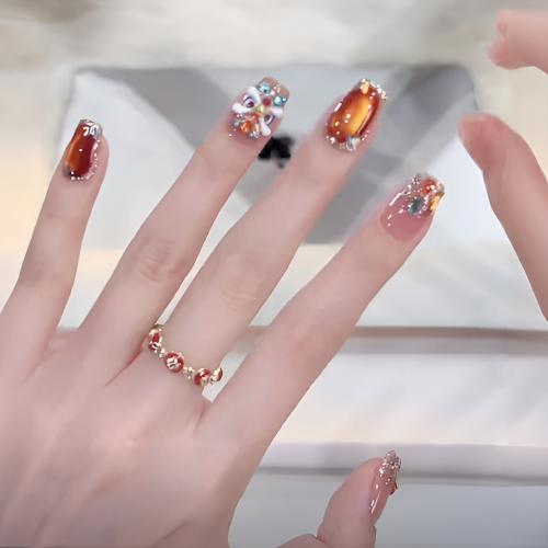 【iPhone橙醒狮】时尚清新纯欲高级感成品穿戴式手工美甲显白气质