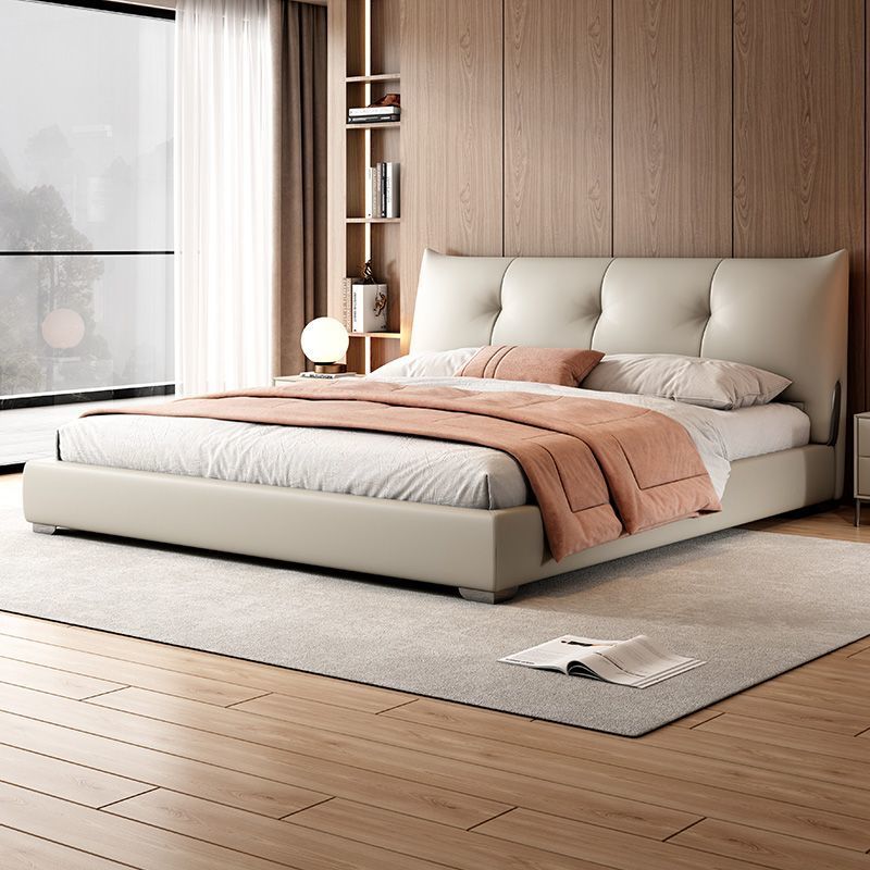 轻奢极简大小户型次卧皮艺床主卧室1.8米双人床1.5米齐边软靠床