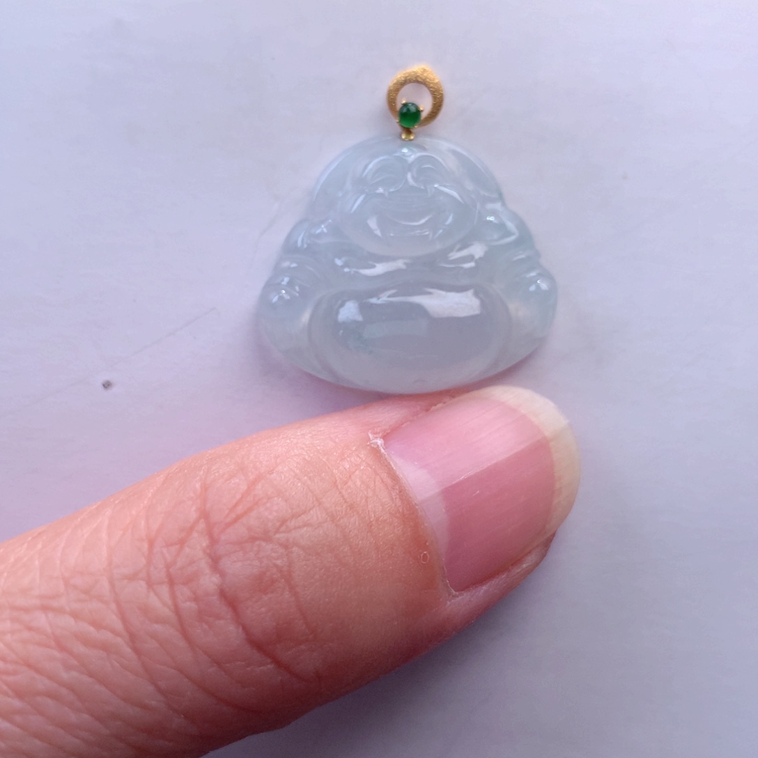 翡翠吊坠(不含链)18K金镶嵌