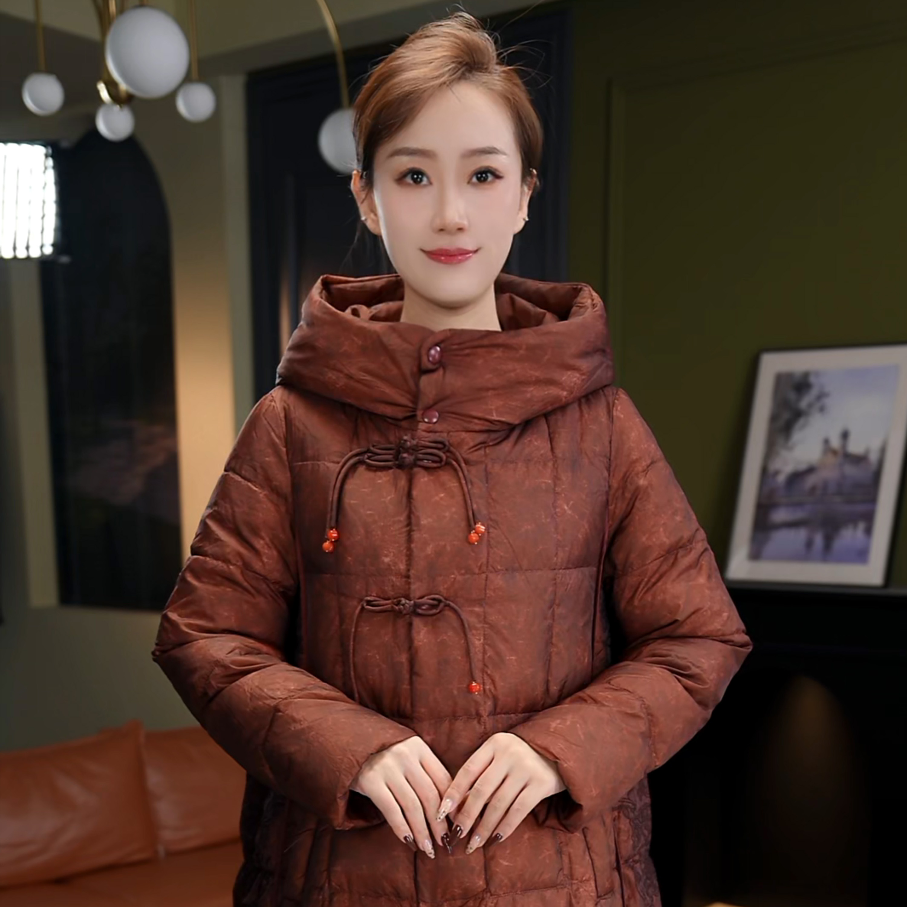 【栖夫人】2025冬季新款时尚休闲优雅百搭鹅绒服5211