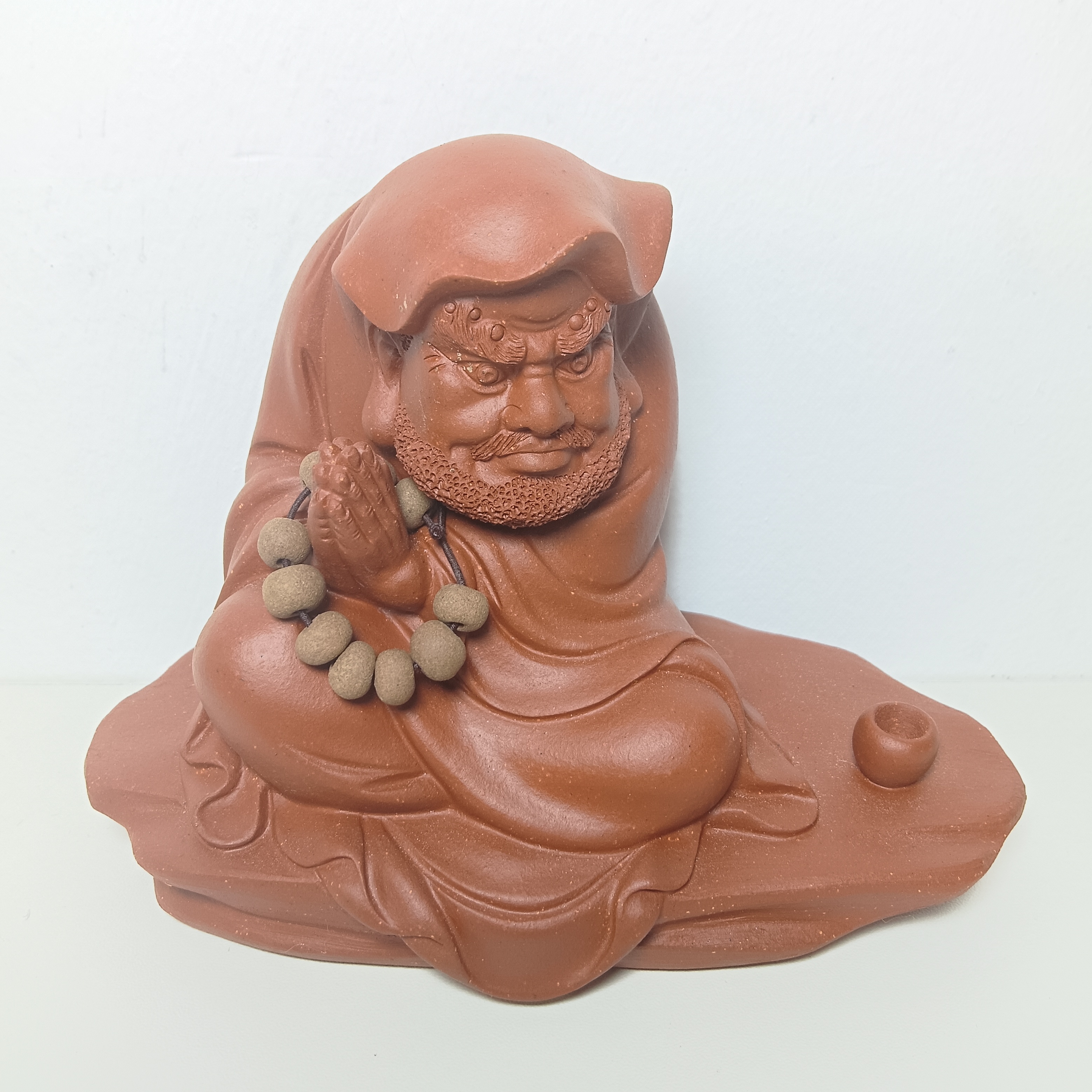 宜兴紫砂雕塑茶宠达摩红清水泥，高11长14宽8